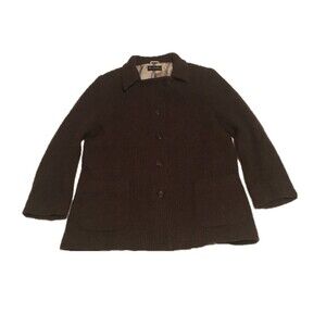Ann Freedberg coat Womens 10 brown textured WOOL blend pockets Retro 70s Vintage